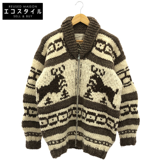 COWICHAN INDIAN コウチンインディアン 012844 ブラウン ハンドニット トナカイ柄 ジップアップジャケット トップス