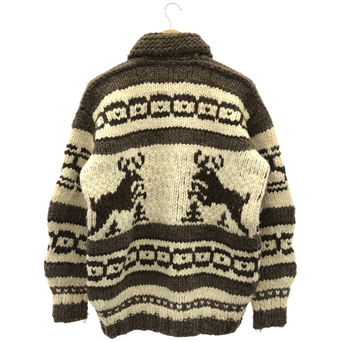COWICHAN INDIAN コウチンインディアン 012844 ブラウン ハンドニット トナカイ柄 ジップアップジャケット トップス
