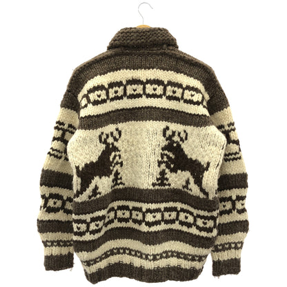 COWICHAN INDIAN コウチンインディアン 012844 ブラウン ハンドニット トナカイ柄 ジップアップジャケット トップス