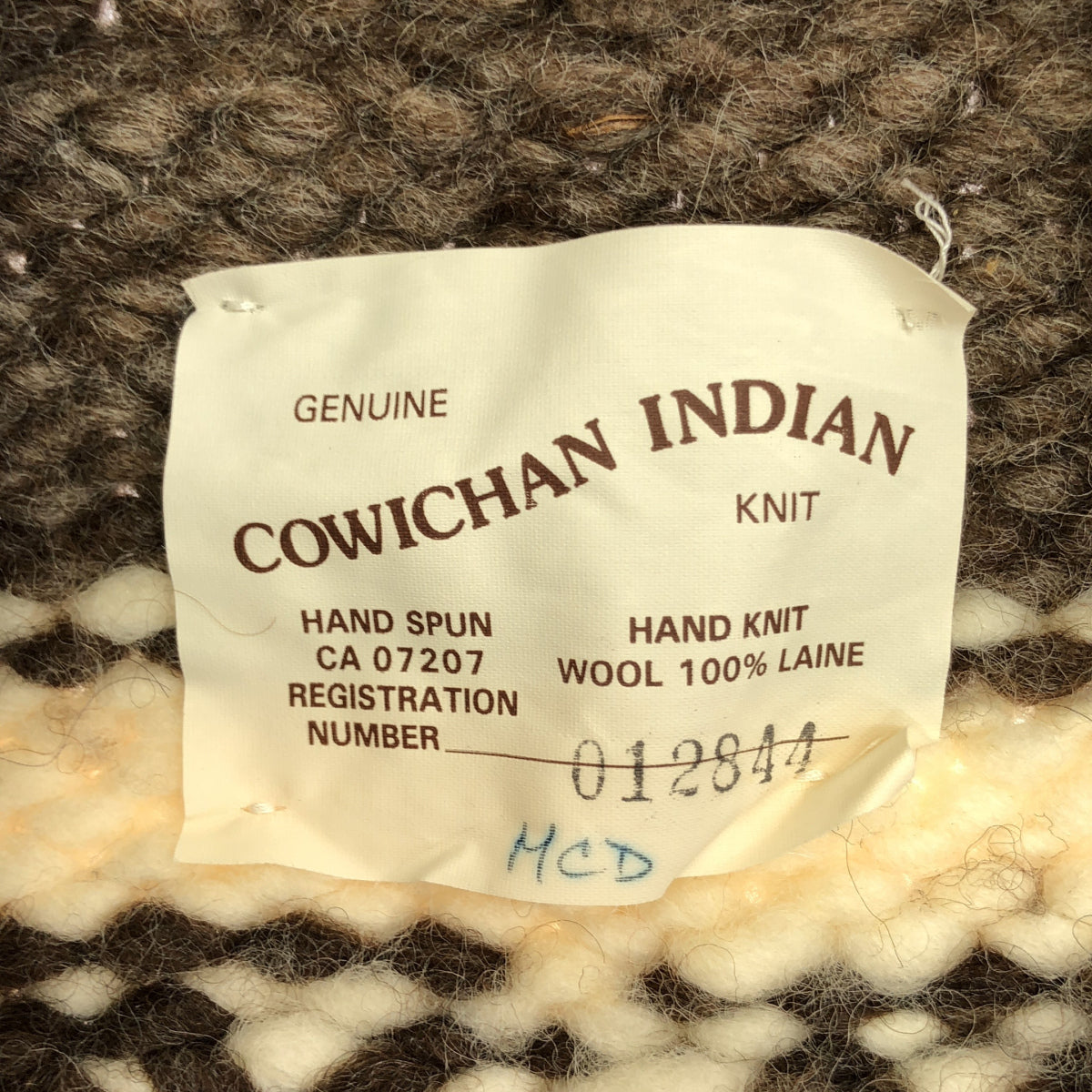 COWICHAN INDIAN コウチンインディアン 012844 ブラウン ハンドニット トナカイ柄 ジップアップジャケット トップス