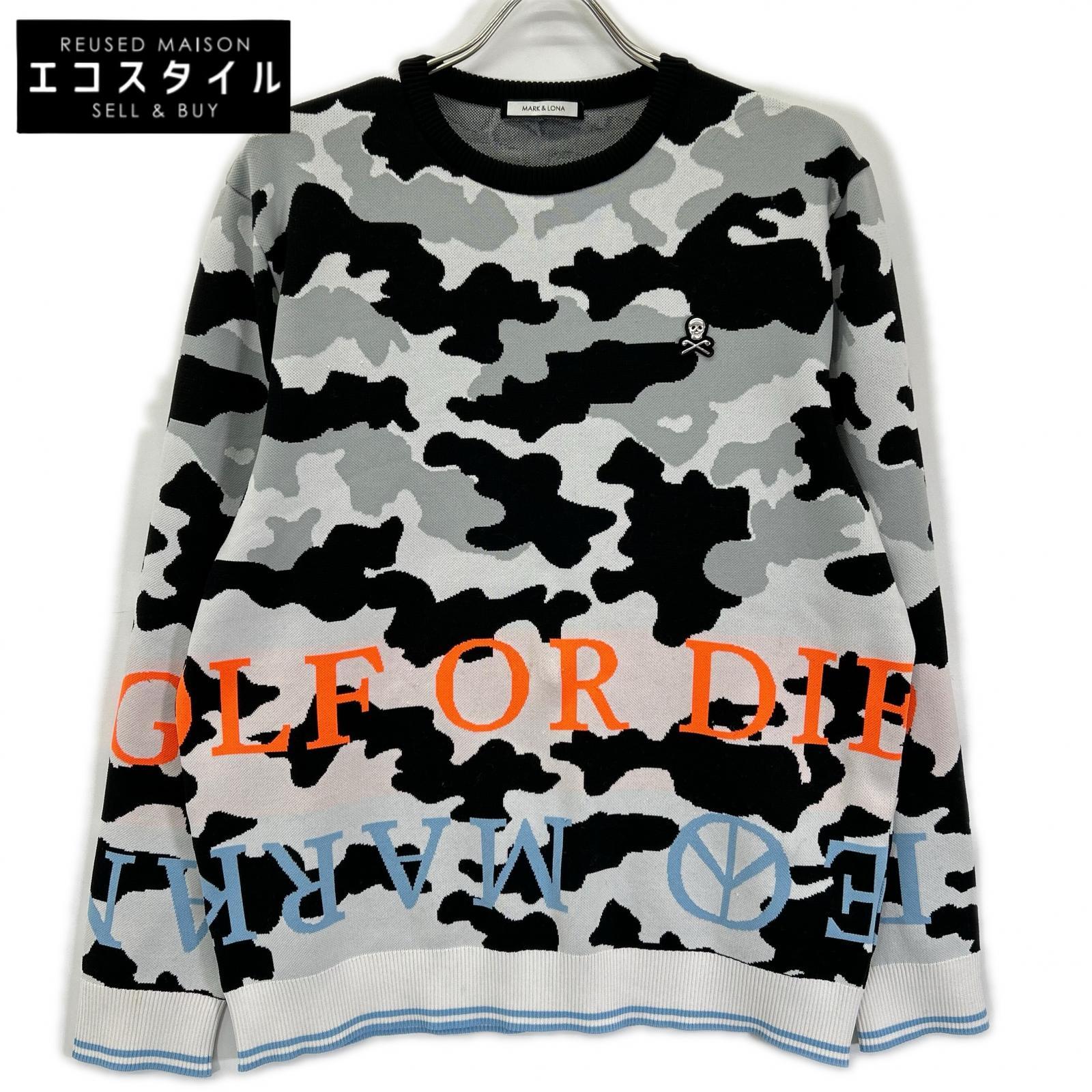 MARK&LONA マークアンドロナ MLM-1A-AB02 トリコカラー Affection Tech Crew Sweater/カモ柄ロゴニットセーター トップス