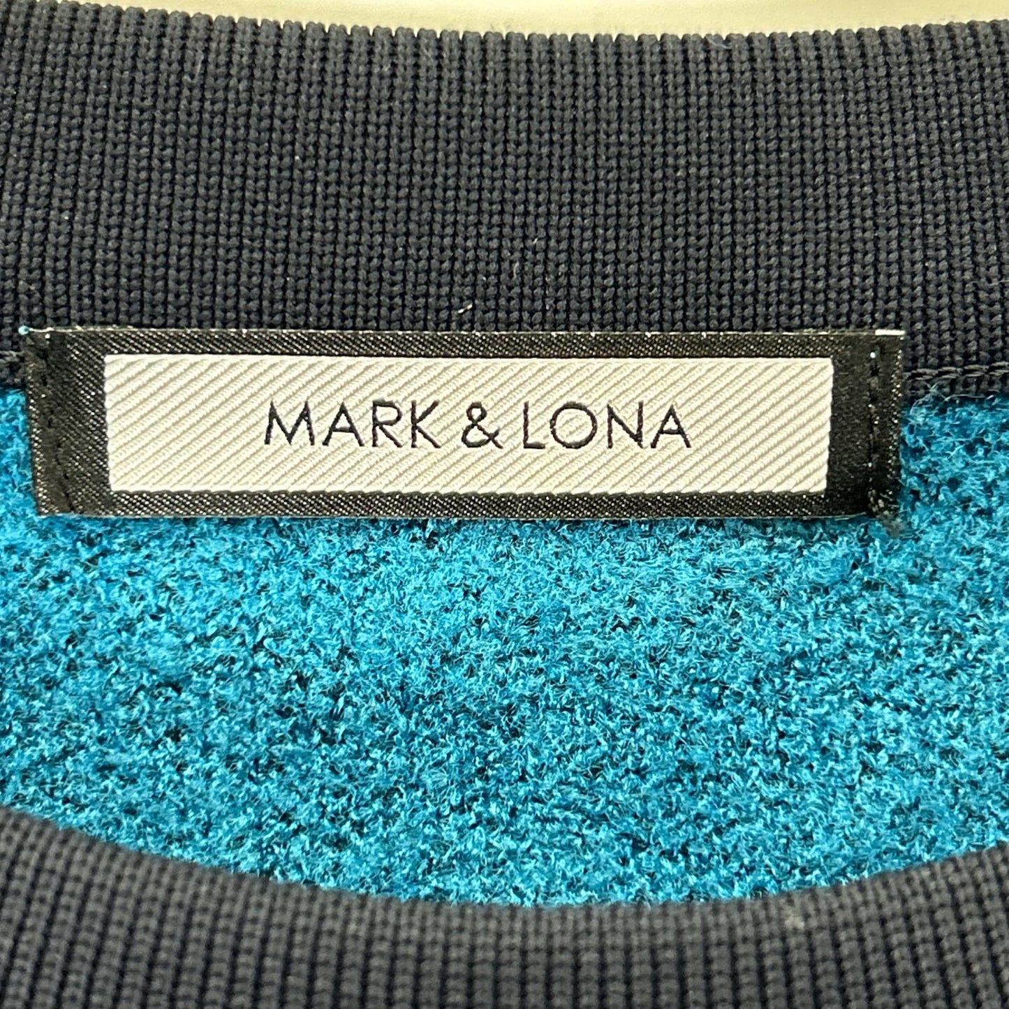 MARK&LONA マークアンドロナ MLM-0C-AB02 ブルー レーヨン Hype Block Crew Sweater パイル ロゴ クルーネック トレーナー トップス