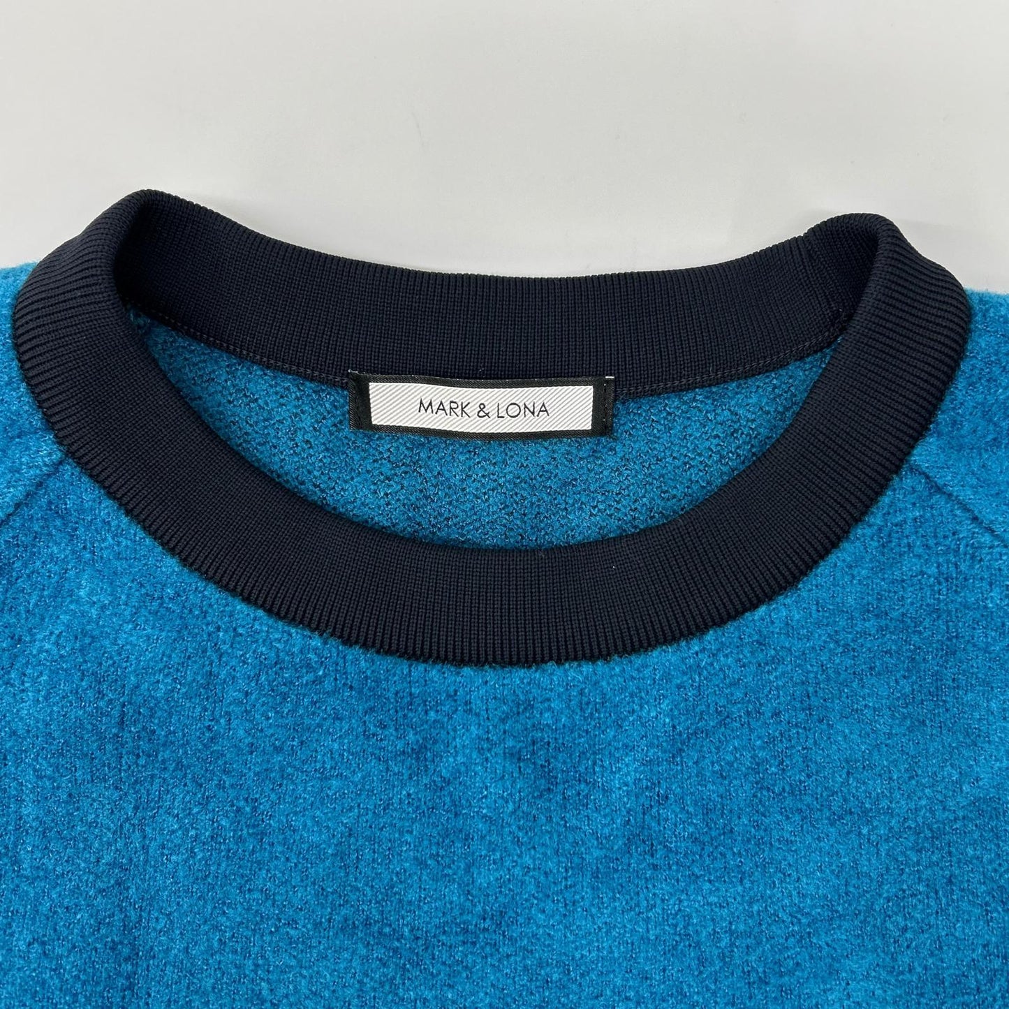 MARK&LONA マークアンドロナ MLM-0C-AB02 ブルー レーヨン Hype Block Crew Sweater パイル ロゴ クルーネック トレーナー トップス