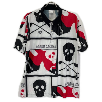 MARK&LONA マークアンドロナ MLM-4A-AP01 トリコカラー アイアンスカル×カモフラ 半袖ポロシャツ/Cray Mesh Polo トップス