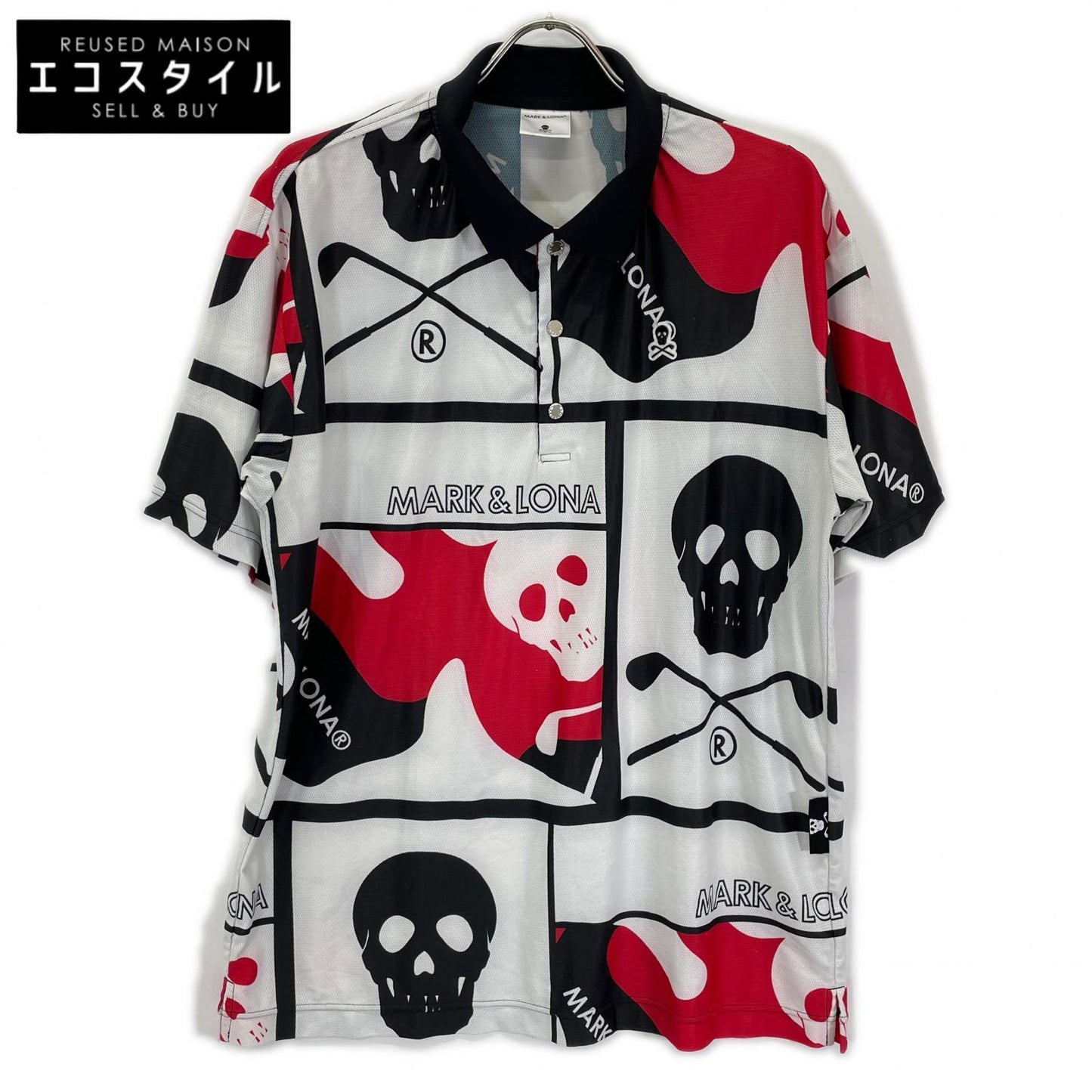 MARK&LONA マークアンドロナ MLM-4A-AP01 トリコカラー アイアンスカル×カモフラ 半袖ポロシャツ/Cray Mesh Polo トップス