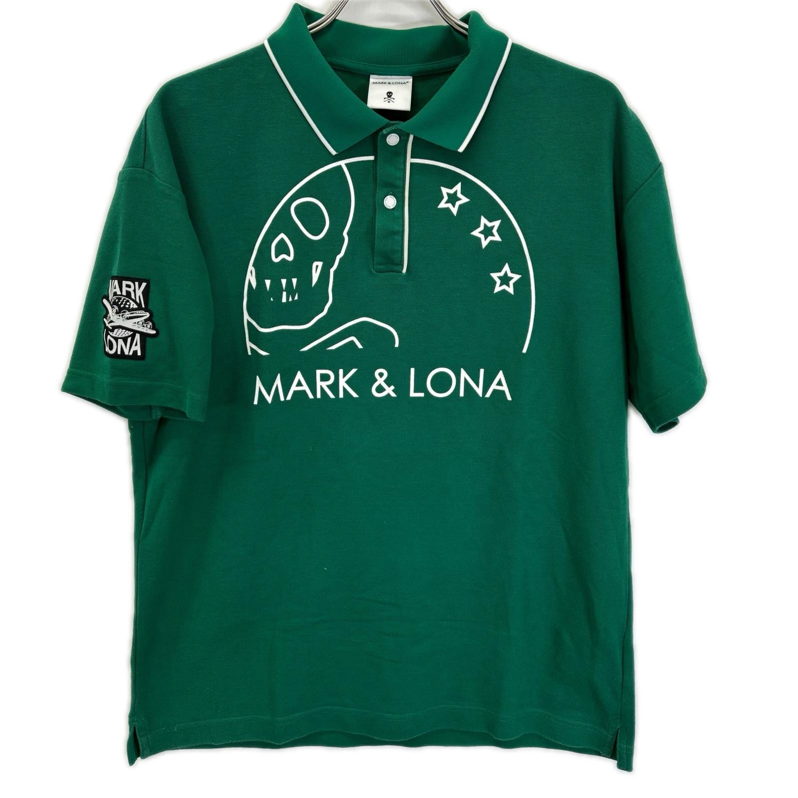 MARK&LONA マークアンドロナ MLM-3A-AP90 グリーン コットン スカルプリント 半袖ポロシャツ/Selene Polo トップス