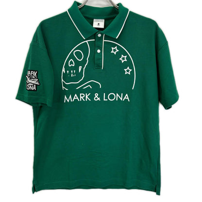 MARK&LONA マークアンドロナ MLM-3A-AP90 グリーン コットン スカルプリント 半袖ポロシャツ/Selene Polo トップス