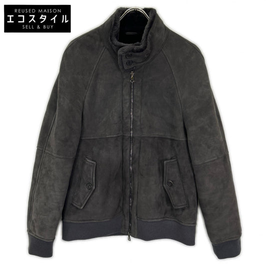 EMMETI GIAPPONE-006 Charcoal gray lambskin W-ZIP shearling jacket/blouson jacket