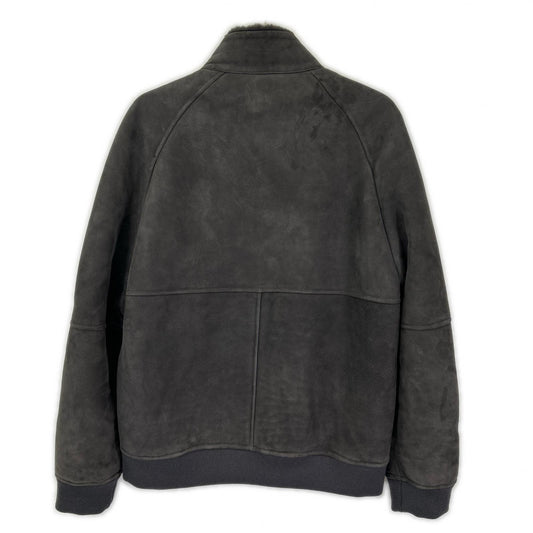 EMMETI GIAPPONE-006 Charcoal gray lambskin W-ZIP shearling jacket/blouson jacket