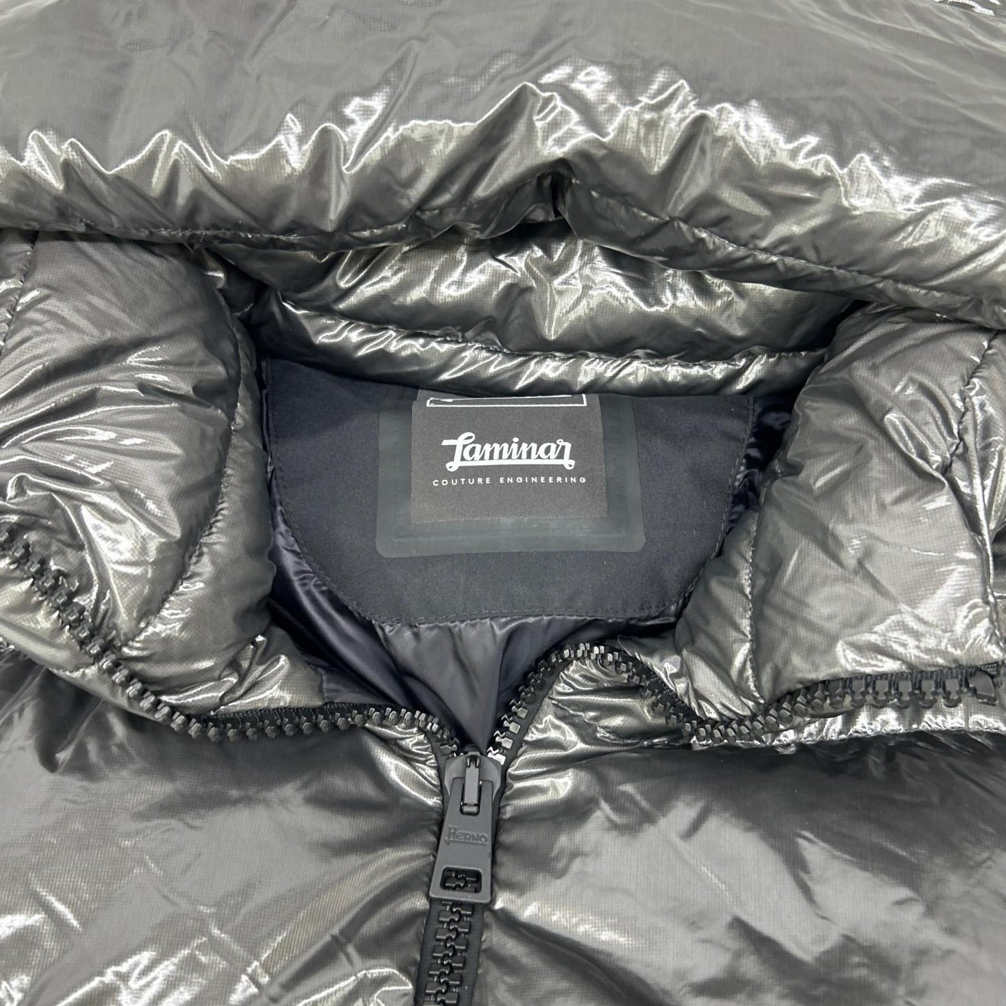 HERNO ヘルノ PI116DL-12345 Laminar/ラミナー マットグレー ナイロン ジップアップ フーデッドダウンジャケット ジャケット