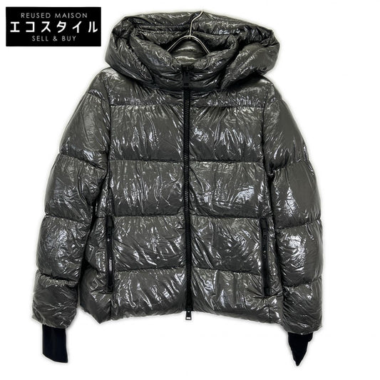 HERNO PI116DL-12345 Laminar Matte gray nylon zip-up hooded down jacket jacket