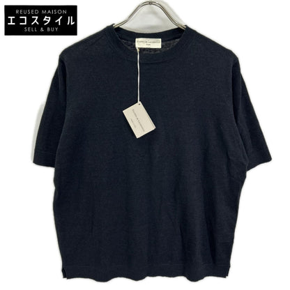 FILIPPO DE LAURENTIIS フィリッポ・デ・ローレンティス TS0MC LC14R ブラック リネン×コットン クルーネック ハイゲージ ショートスリーブニットソー トップス