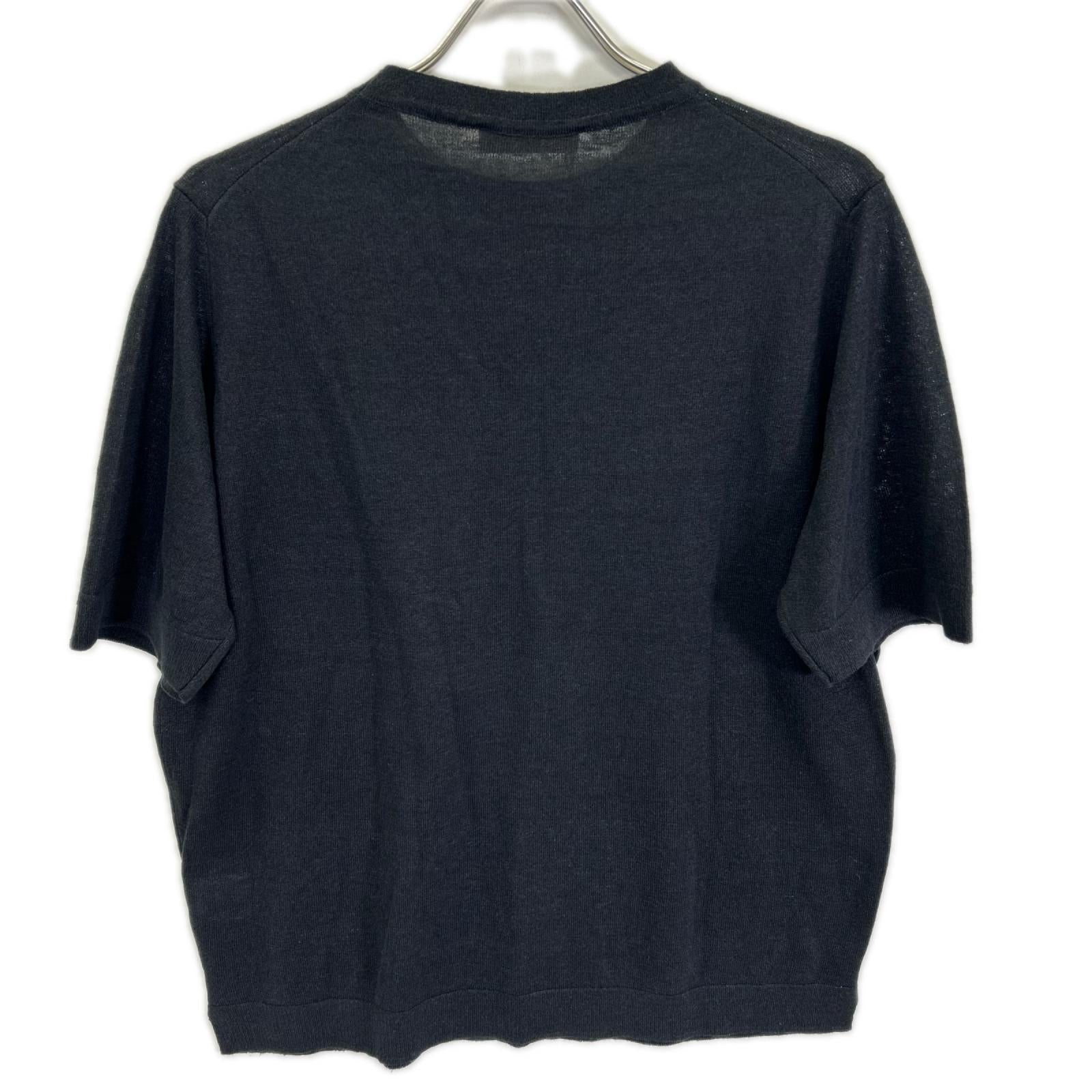 FILIPPO DE LAURENTIIS フィリッポ・デ・ローレンティス TS0MC LC14R ブラック リネン×コットン クルーネック ハイゲージ ショートスリーブニットソー トップス