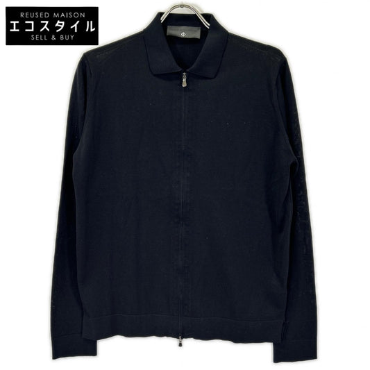 FILIPPO DE LAURENTIIS 4110-FPOMLS Black cotton W-ZIP stand-collar knitted jacket jacket