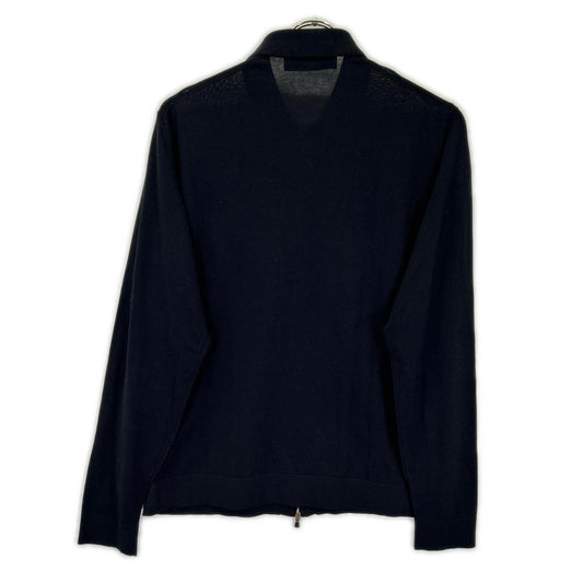 FILIPPO DE LAURENTIIS 4110-FPOMLS Black cotton W-ZIP stand-collar knitted jacket jacket