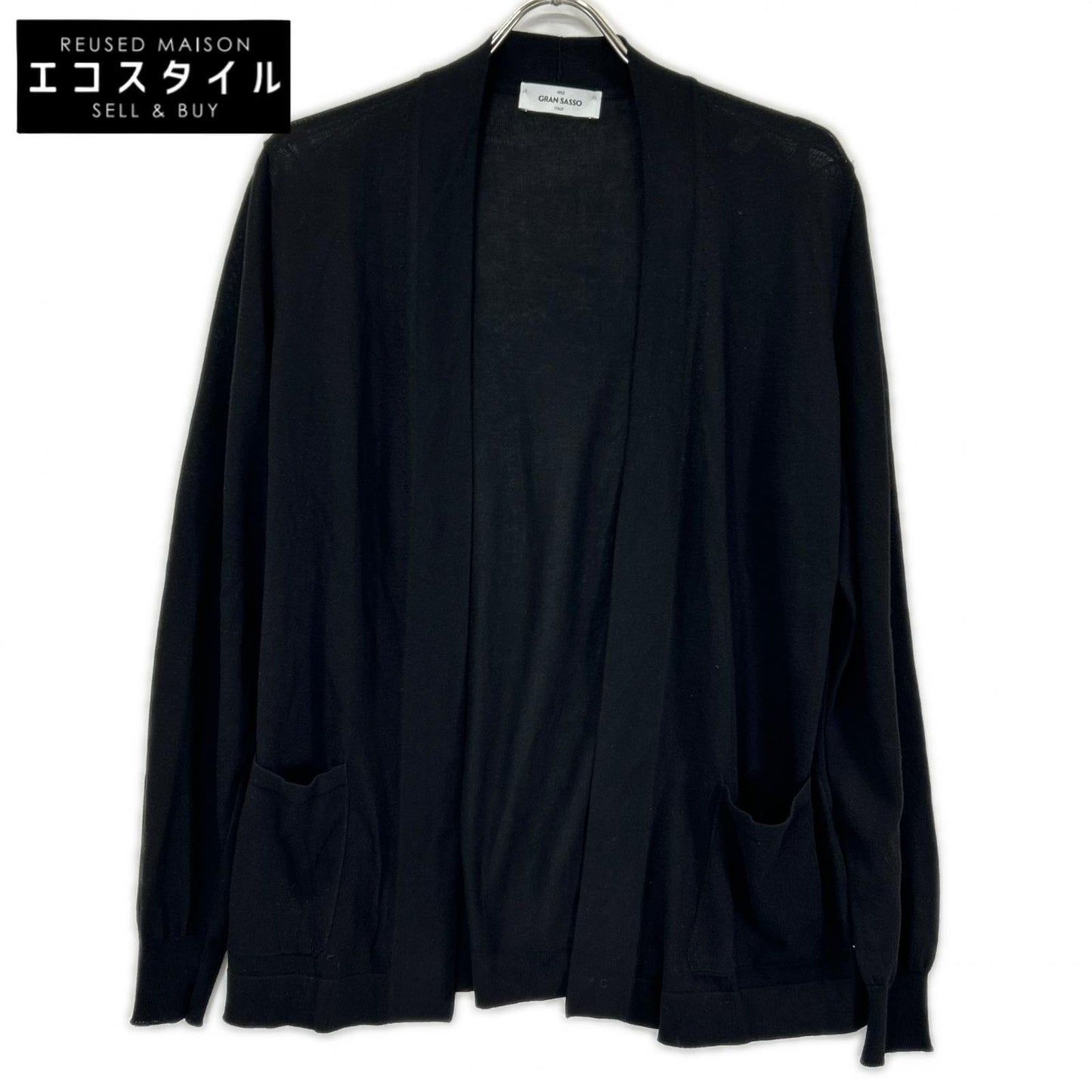 GRAN SASSO グランサッソ 57185/20649 ブラック ハイゲージフレッシュコットン ボタンレス 12Gニットカーディガン トップス