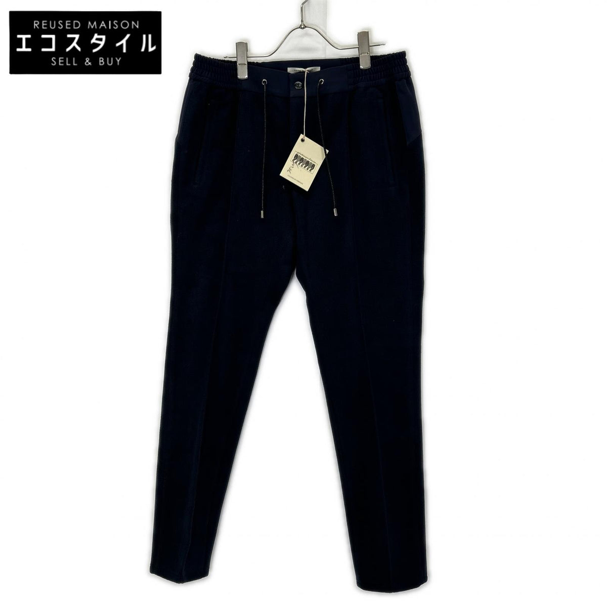 giab's ARCHIVIO 22A MASACCIO Navy polyester center-crease fleece-docking trousers bottoms