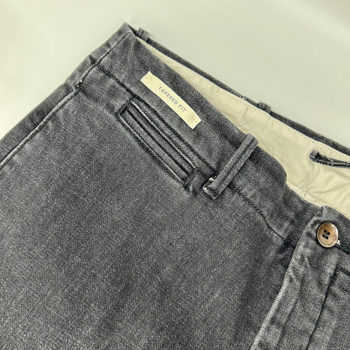 YCHAI YPU037 ROBUSTO Black washed stretch-cotton tapered denim chinos bottoms