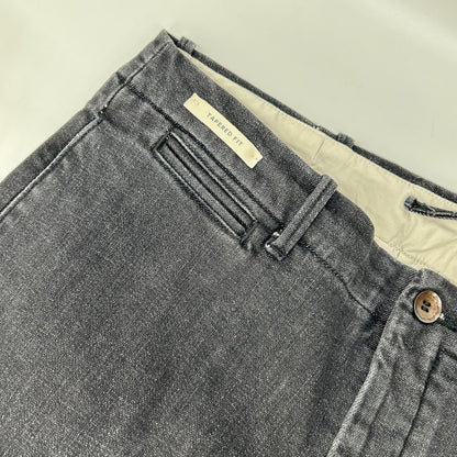 YCHAI YPU037 ROBUSTO Black washed stretch-cotton tapered denim chinos bottoms