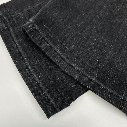 YCHAI YPU037 ROBUSTO Black washed stretch-cotton tapered denim chinos bottoms