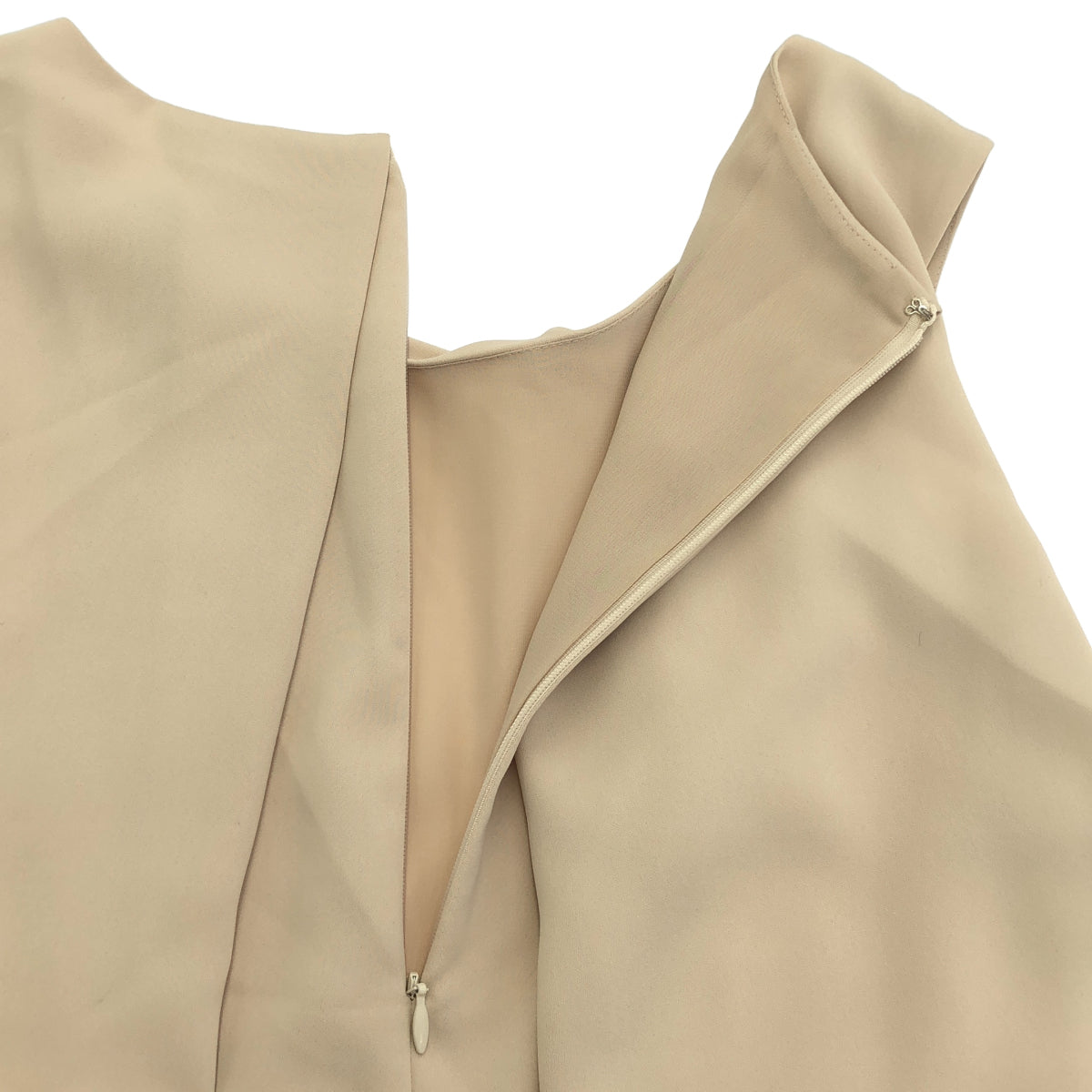 DOUBLE STANDARD CLOTHING ダブルスタンダードクロージング ベージュ×ブラック ポリエステル バックジップノースリーブオールインワン ボトムス