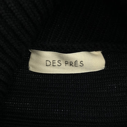 DES PRES デプレ 22-02-24-02005 ネイビー ウール混 ハイネック クロップドリブニットプルオーバー トップス