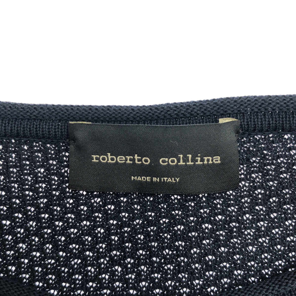 ROBERTO COLLINA ロベルトコリーナ ネイビー コットン クルーネック サーマルライクロングスリーブニットソー トップス