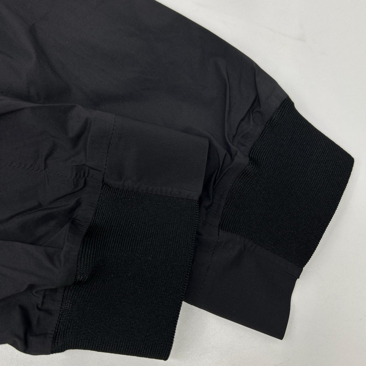 DUNO Black nylon logo-plate stand-collar W-ZIP jacket jacket