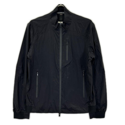 DUNO Black nylon logo-plate stand-collar W-ZIP jacket jacket