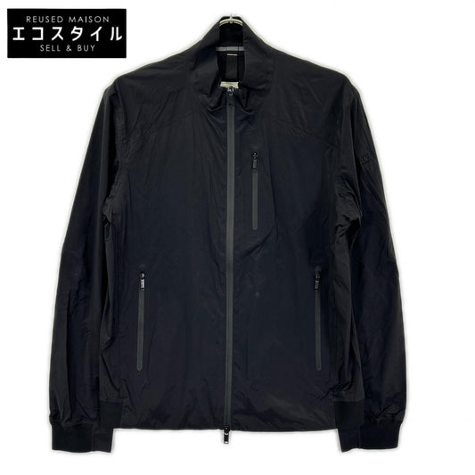 DUNO Black nylon logo-plate stand-collar W-ZIP jacket jacket