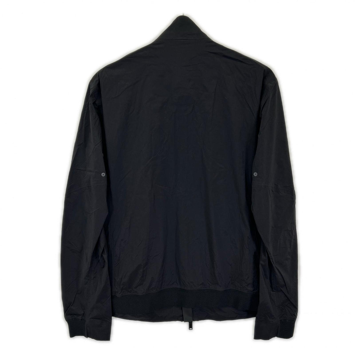 DUNO Black nylon logo-plate stand-collar W-ZIP jacket jacket