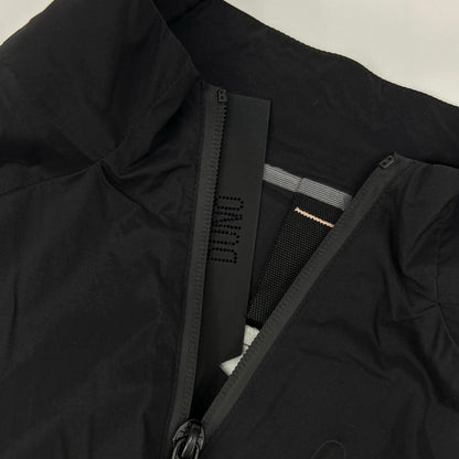 DUNO Black nylon logo-plate stand-collar W-ZIP jacket jacket