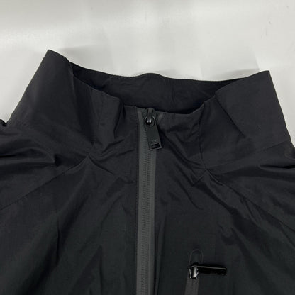 DUNO Black nylon logo-plate stand-collar W-ZIP jacket jacket