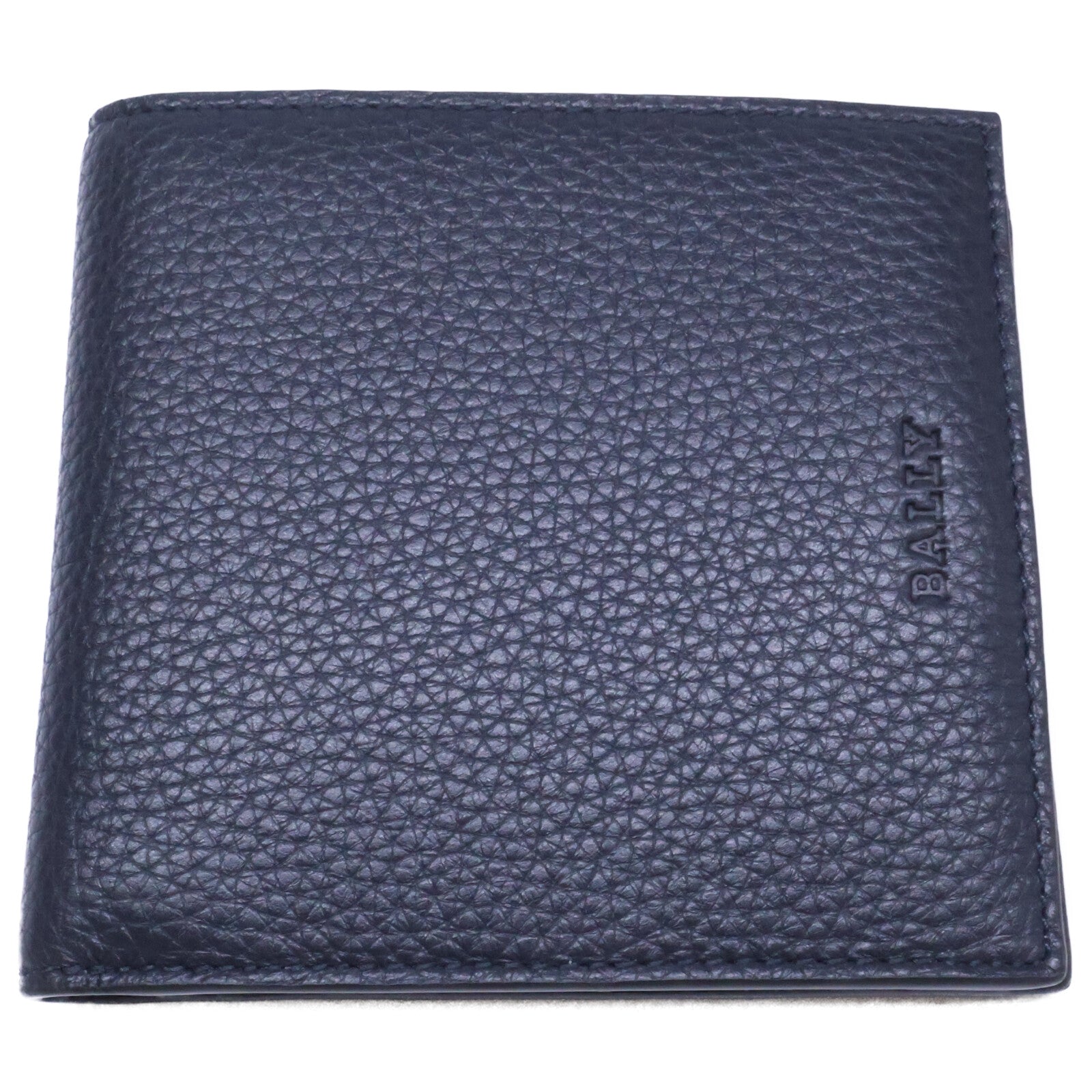 BALLY バリー 【新品同様】MYIE エンボスロゴ グレインカーフ 二つ折りコンパクトウォレット 二つ折り財布（小銭入れあり）