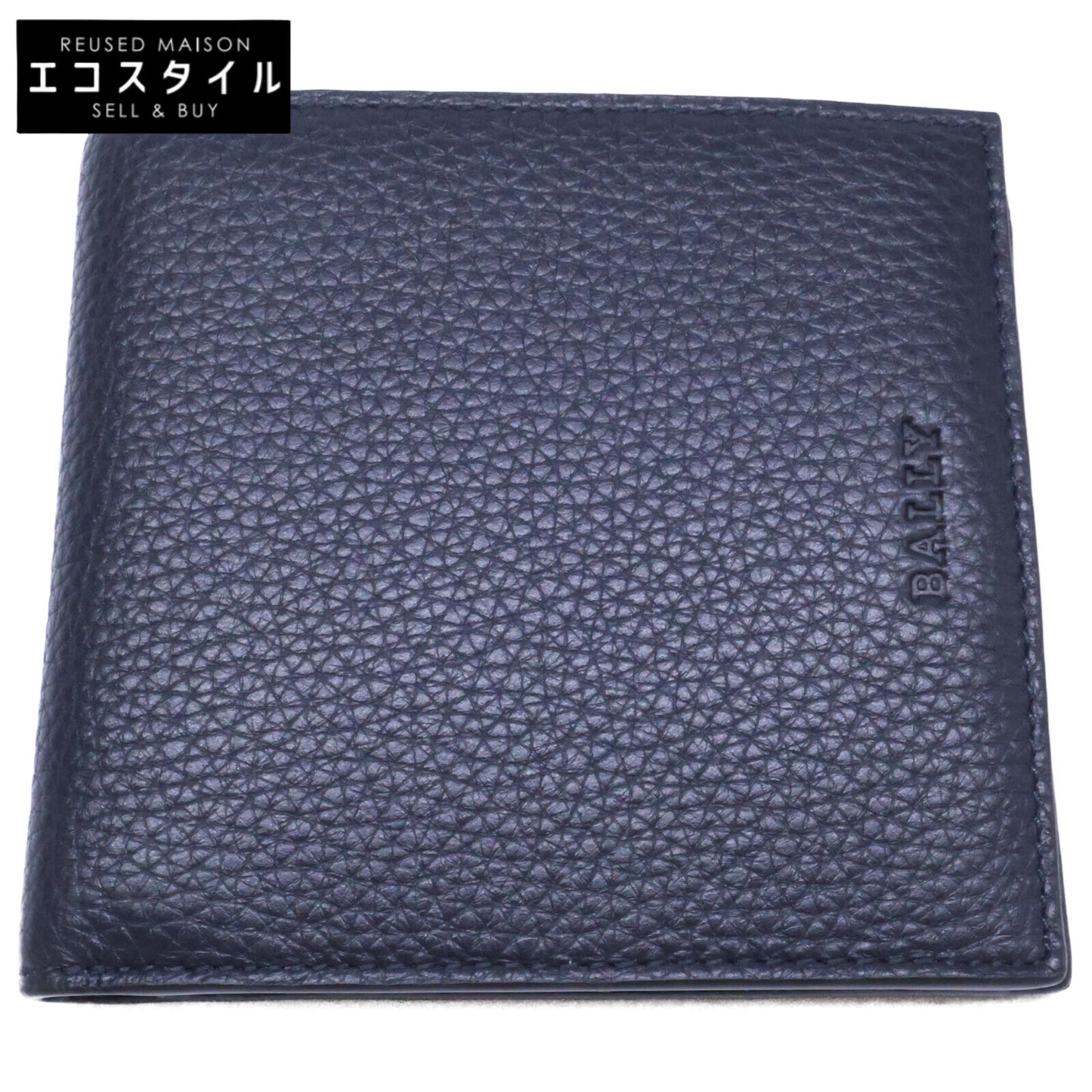 BALLY バリー 【新品同様】MYIE エンボスロゴ グレインカーフ 二つ折りコンパクトウォレット 二つ折り財布（小銭入れあり）