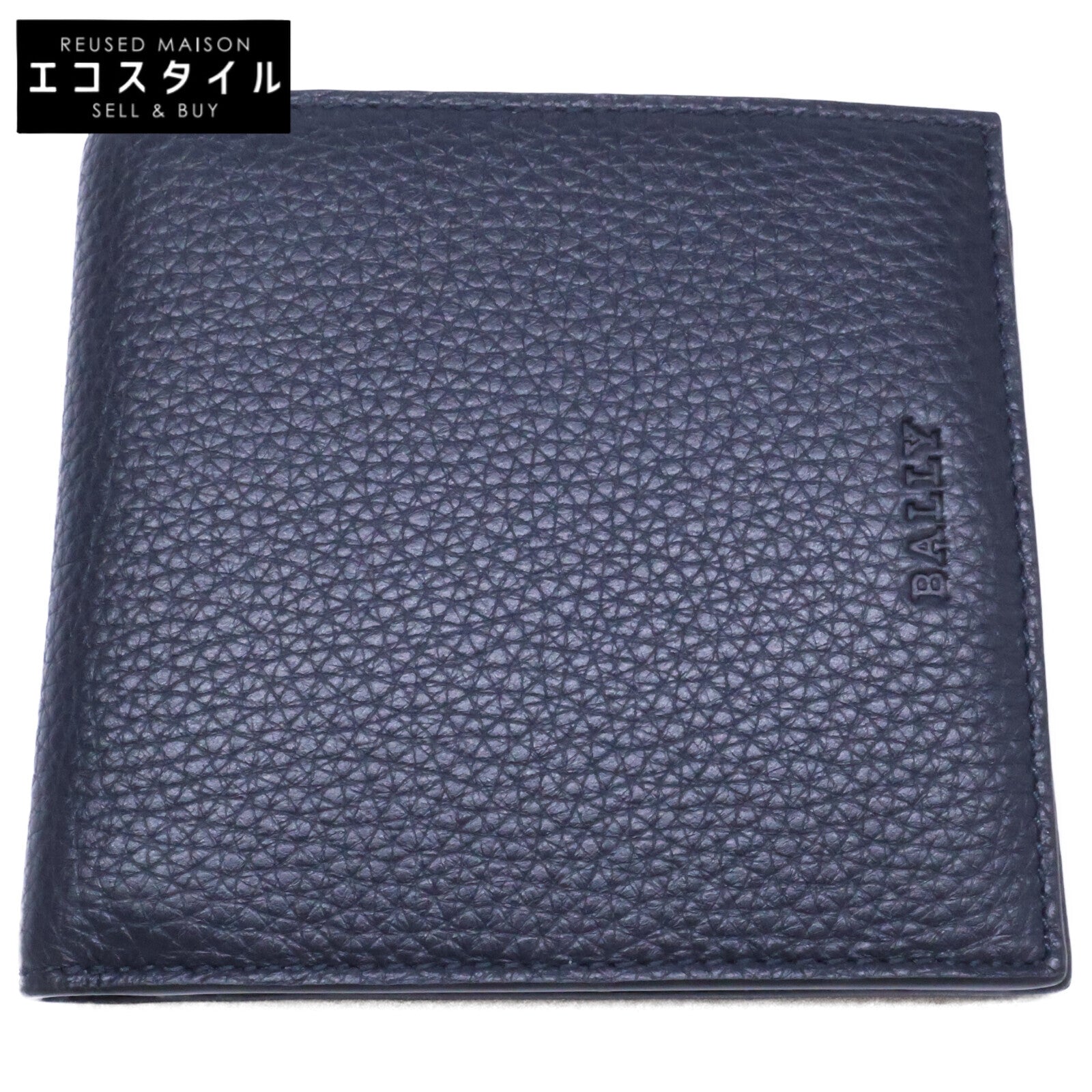 BALLY バリー 【新品同様】MYIE エンボスロゴ グレインカーフ 二つ折りコンパクトウォレット 二つ折り財布（小銭入れあり）