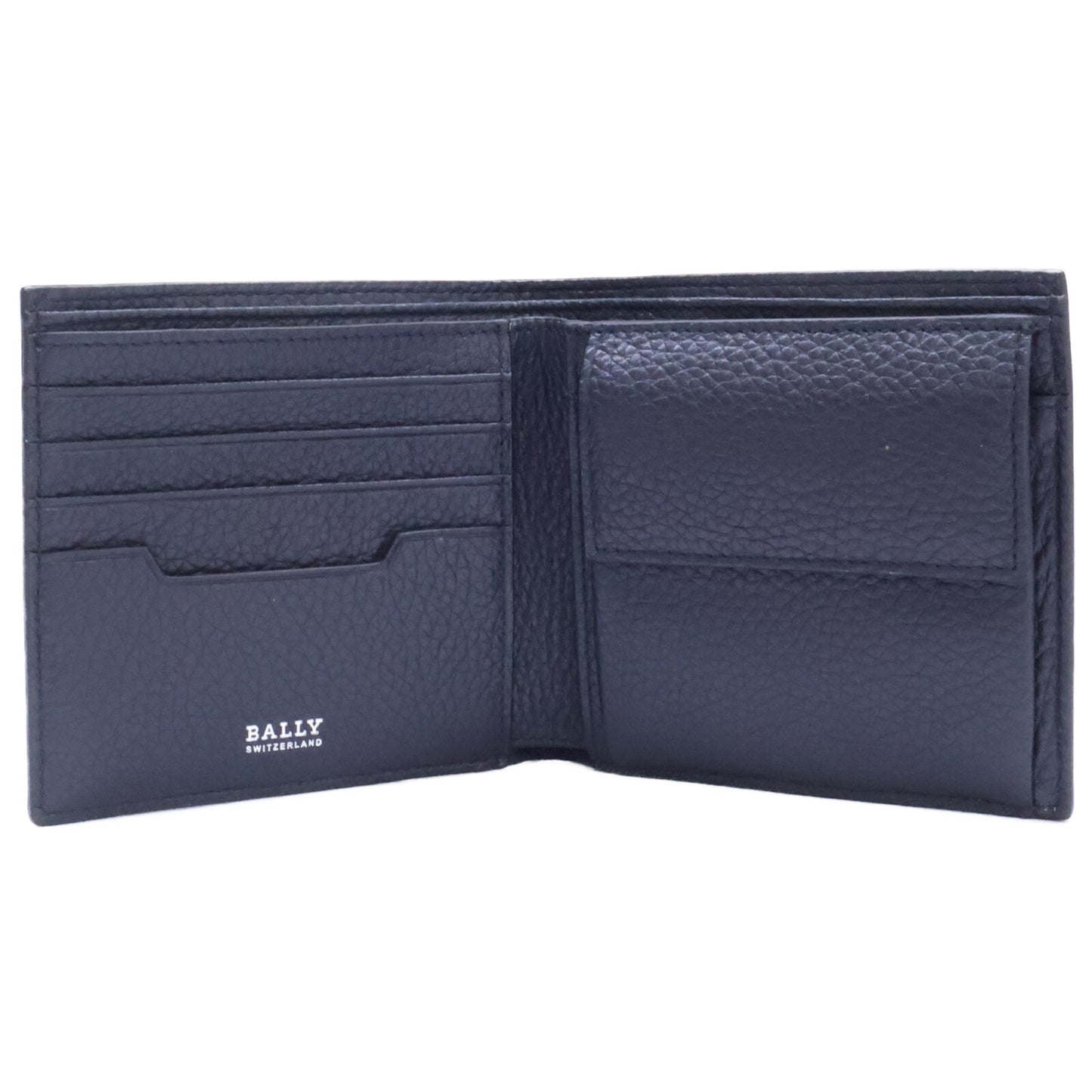 BALLY バリー 【新品同様】MYIE エンボスロゴ グレインカーフ 二つ折りコンパクトウォレット 二つ折り財布（小銭入れあり）