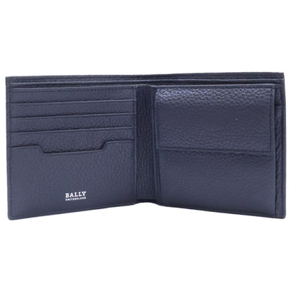 BALLY バリー 【新品同様】MYIE エンボスロゴ グレインカーフ 二つ折りコンパクトウォレット 二つ折り財布（小銭入れあり）