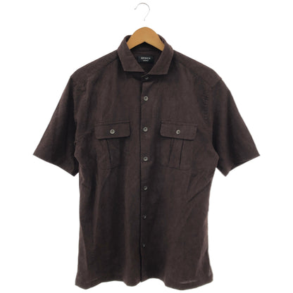 EPOCA UOMO エポカウォモ 26年製 ブラウン サイドスリット フロントポケット リンクルワッシャー シャツ トップス