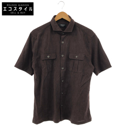 EPOCA UOMO エポカウォモ 26年製 ブラウン サイドスリット フロントポケット リンクルワッシャー シャツ トップス