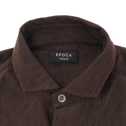 EPOCA UOMO エポカウォモ 26年製 ブラウン サイドスリット フロントポケット リンクルワッシャー シャツ トップス