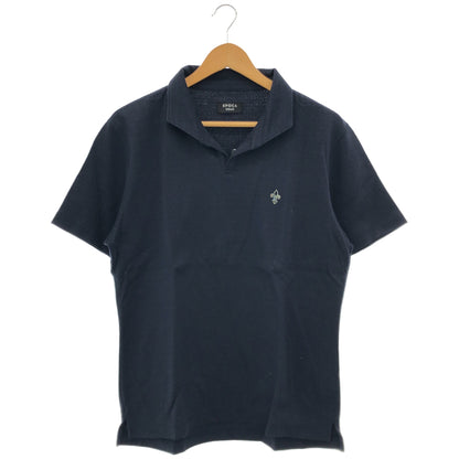 EPOCA UOMO エポカウォモ 26年製 ネイビー コットン×リネン ダブルジャカード スキッパーポロシャツ トップス