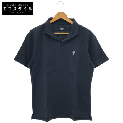 EPOCA UOMO エポカウォモ 26年製 ネイビー コットン×リネン ダブルジャカード スキッパーポロシャツ トップス