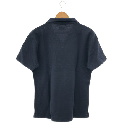 EPOCA UOMO エポカウォモ 26年製 ネイビー コットン×リネン ダブルジャカード スキッパーポロシャツ トップス
