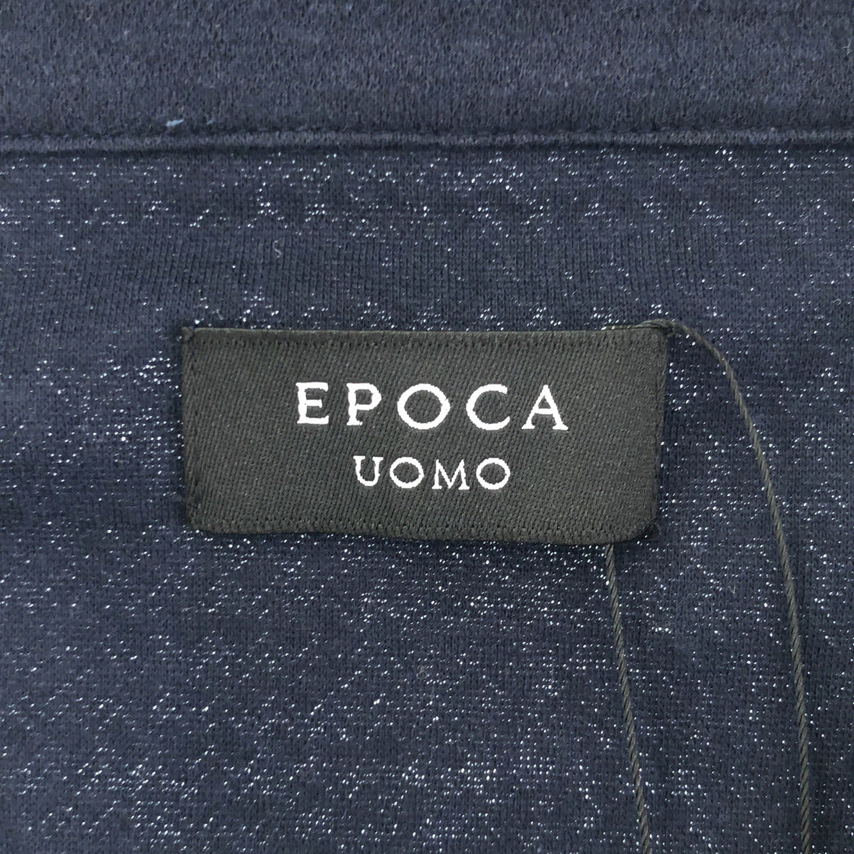 EPOCA UOMO エポカウォモ 26年製 ネイビー コットン×リネン ダブルジャカード スキッパーポロシャツ トップス