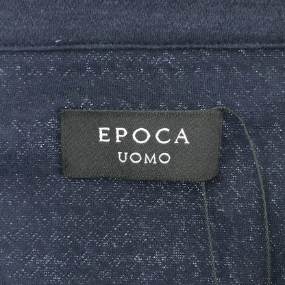 EPOCA UOMO エポカウォモ 26年製 ネイビー コットン×リネン ダブルジャカード スキッパーポロシャツ トップス
