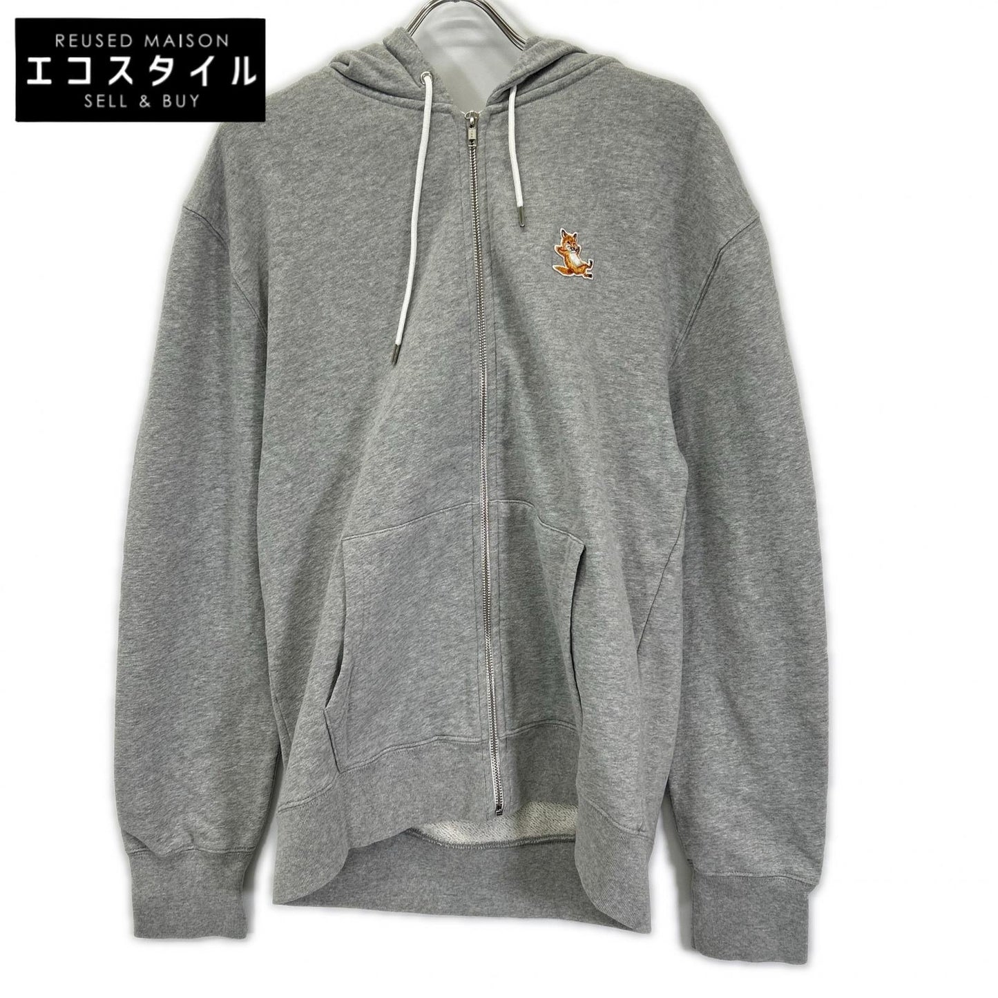 MAISON KITSUNE メゾンキツネ グレー コットン CHILLAX FOX ジップアップパーカー トップス