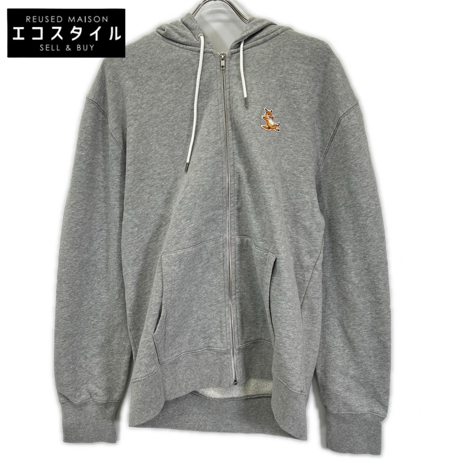 MAISON KITSUNE メゾンキツネ グレー コットン CHILLAX FOX ジップアップパーカー トップス