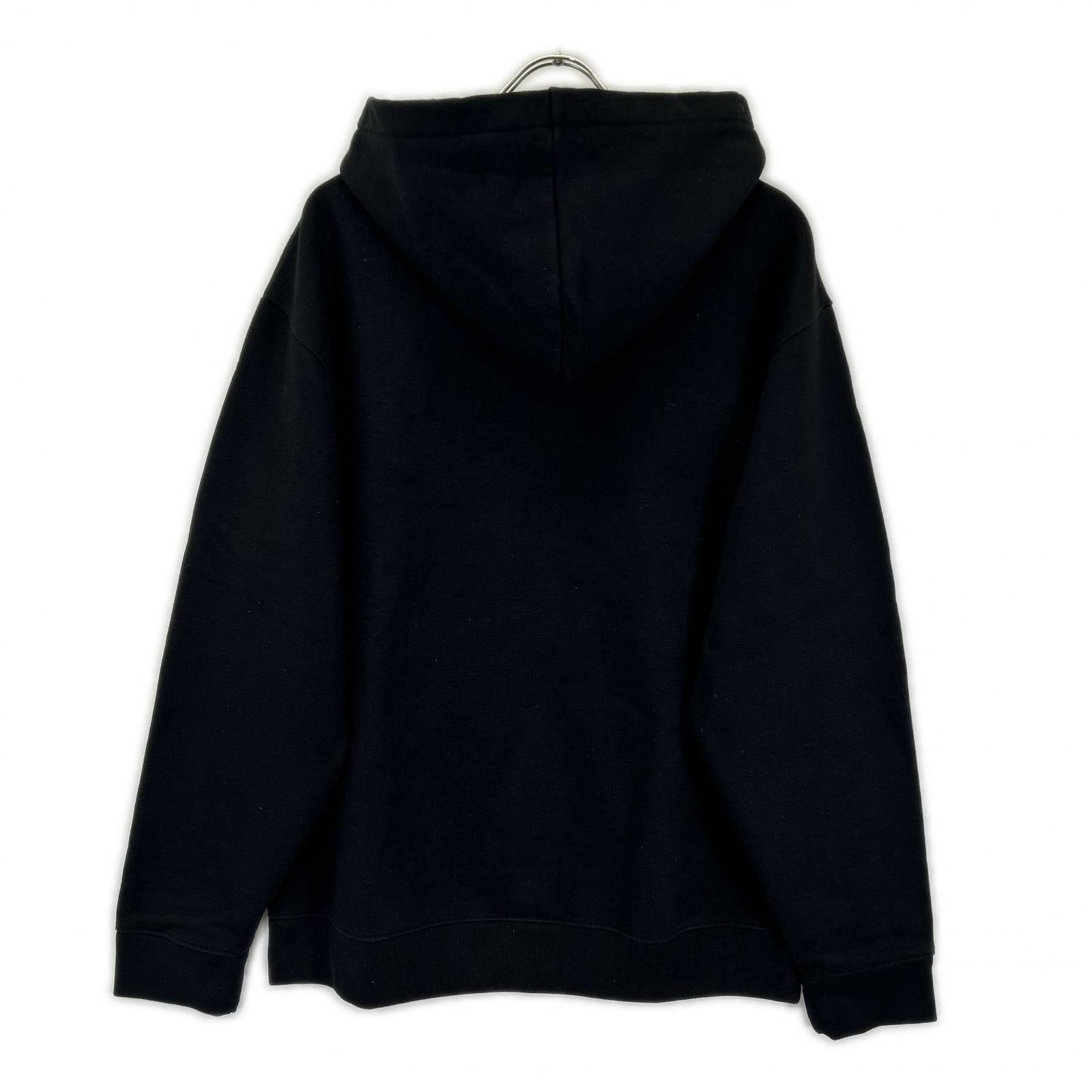 MAISON KITSUNE メゾンキツネ ブラック コットン エンブロイダリー コードレス フーディ トップス