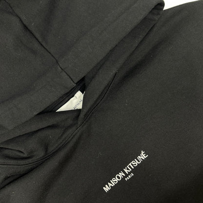MAISON KITSUNE メゾンキツネ ブラック コットン エンブロイダリー コードレス フーディ トップス
